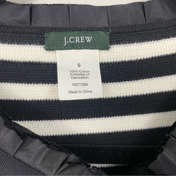 J. Crew Black and White Striped Sweater Cardigan Size SmallPleated Neckline Chic - Picture 2 of 8